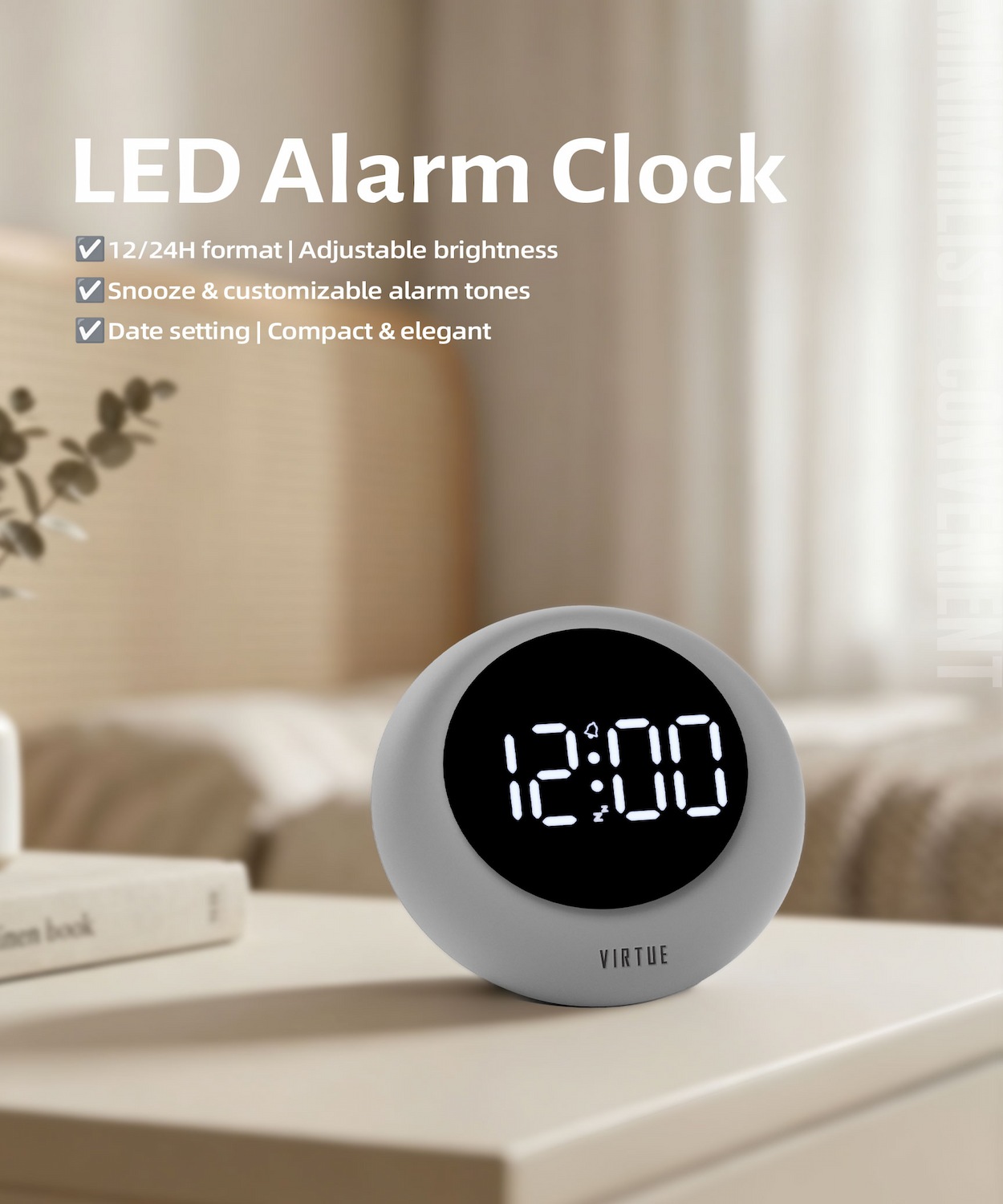 오브 미니멀리스트 LED 알람 시계