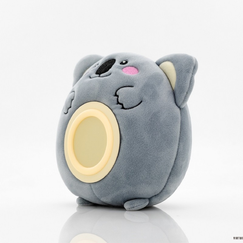 Soft plush koala kids alarm clock, anti-glare hidden LED display rechargeable warm night lamp